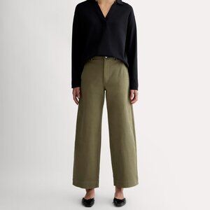 Everlane Women's Utility Wide-Leg Pant in Olive, Size 10, Cotton/Twill NWT